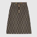 Gucci Women Optical Tweed Skirt Wool Black and Ivory Optical Tweed Unlined