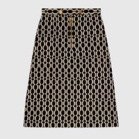 Gucci Women Optical Tweed Skirt Wool Black and Ivory Optical Tweed Unlined