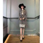 Gucci Women Optical Tweed Skirt Wool Black and Ivory Optical Tweed Unlined - Image 12