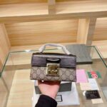 Gucci Women Padlock Mini Bag Beige and Ebony GG Supreme Canvas – Image 3