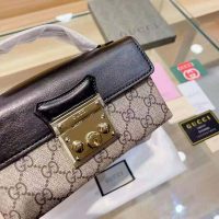 Gucci Women Padlock Mini Bag Beige and Ebony GG Supreme Canvas