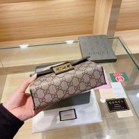 Gucci Women Padlock Mini Bag Beige and Ebony GG Supreme Canvas