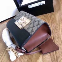 Gucci Women Padlock Small GG Shoulder Bag Beige/Ebony GG Supreme Canvas