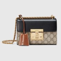 Gucci Women Padlock Small GG Shoulder Bag Beige/Ebony GG Supreme Canvas