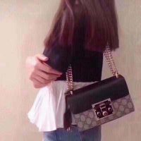 Gucci Women Padlock Small GG Shoulder Bag Beige/Ebony GG Supreme Canvas