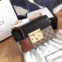 Gucci Women Padlock Small GG Shoulder Bag Beige/Ebony GG Supreme Canvas