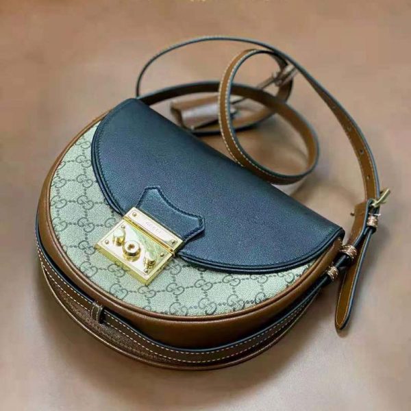 Gucci Women Padlock Small Shoulder Bag Beige and Ebony GG Supreme Canvas (12)