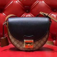 Gucci Women Padlock Small Shoulder Bag Beige and Ebony GG Supreme Canvas