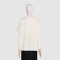 Gucci Women Piglet Patch Oversize T-Shirt Cotton Jersey Crewneck Oversize Fit-White