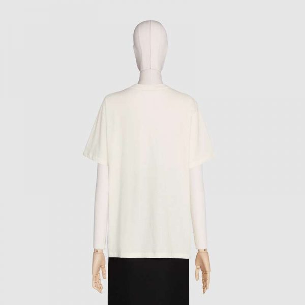 Gucci Women Piglet Patch Oversize T-Shirt Cotton Jersey Crewneck Oversize Fit-White (12)