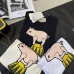 Gucci Men Piglet Patch Oversize T-Shirt Cotton Jersey Crewneck Oversize Fit-White - Imagen 8