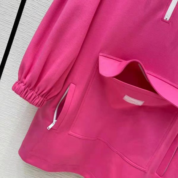 Gucci Women Polyester Jersey Hooded Sweatshirt Interlocking G Fixed Hood-Pink (11)