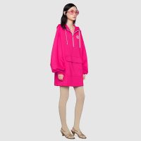 Gucci Women Polyester Jersey Hooded Sweatshirt Interlocking G Fixed Hood-Pink