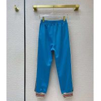 Gucci Women Technical Jersey Jogging Pant with Web Interlocking G-Blue