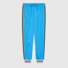 Gucci Women Technical Jersey Jogging Pant with Web Interlocking G-Blue