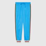 Gucci Women Technical Jersey Jogging Pant with Web Interlocking G-Blue