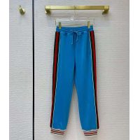 Gucci Women Technical Jersey Jogging Pant with Web Interlocking G-Blue