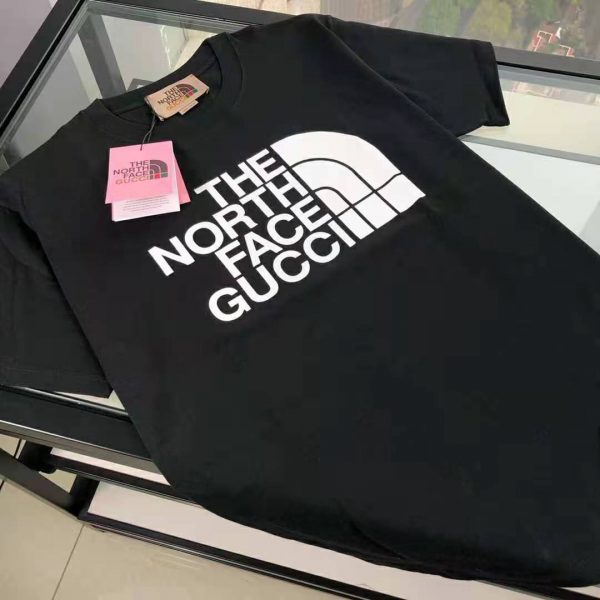 Gucci Women The North Face x Gucci Cotton T-Shirt Black Jersey Crewneck Oversize Fit (3)