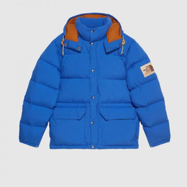 Gucci Women The North Face X Gucci Nylon Jacket Blue Soft Nylon Lulux