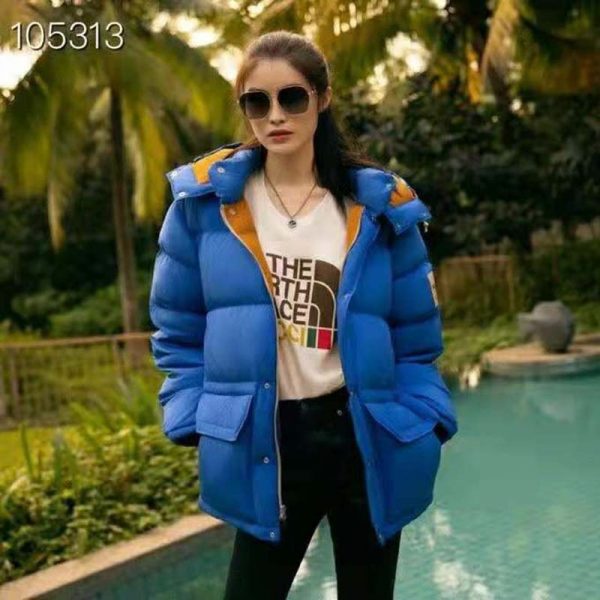 Gucci Women The North Face x Gucci Nylon Jacket Blue Soft Nylon (4)