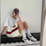 Gucci Women The North Face x Gucci Web Print Cotton Shorts Green Red Web-White - Image 12