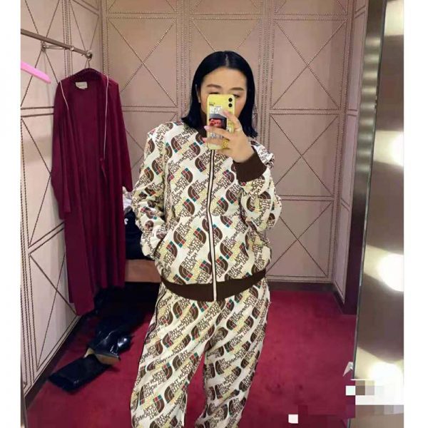 Gucci Women The North Face X Gucci Web Print Technical Jersey Jacket Polyester Cotton Lulux