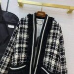 Gucci Women Tweed Jacket Ivory and Black Check Tweed Black Ribbon Wool - Image 5