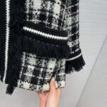 Gucci Women Tweed Jacket Ivory and Black Check Tweed Black Ribbon Wool - Image 9