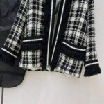 Gucci Women Tweed Jacket Ivory and Black Check Tweed Black Ribbon Wool - Image 7