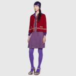 Gucci Women Wool Jacket with Contrast Trim Besom Pockets Crew Neck-Red - Imagen 14