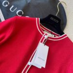 Gucci Women Wool Jacket with Contrast Trim Besom Pockets Crew Neck-Red - Imagen 6