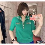 Gucci Women Wool Polo Shirt with Contrast Trim Front Pockets Button-Through Placket - Image 11