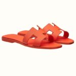 Hermes Women Oran Sandal Epsom Calfskin Iconic H Cut-Out-Orange - Imagen 4