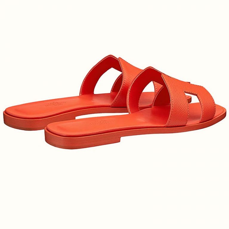 Hermes Women Oran Sandal Epsom Calfskin Iconic H CutOutOrange LULUX