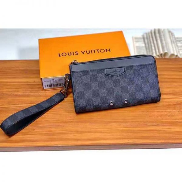 Louis Vuitton LV Men Zippy Dragonne Wallet Damier Graphite Coated Canvas-Grey (1)