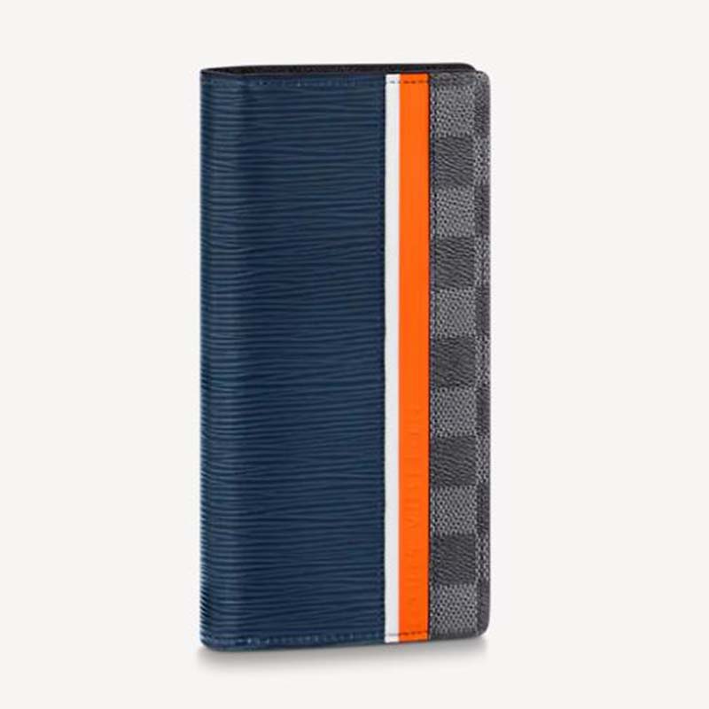Louis Vuitton Navy Blue Epi Leather Stripes Brazza Wallet - Yoogi's Closet