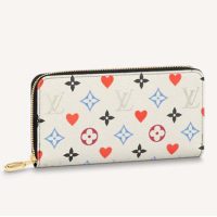 Louis Vuitton LV Unisex Game On Zippy Wallet Monogram Flowers Canvas-White