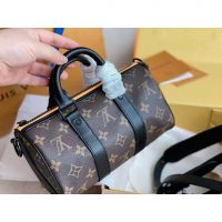 Louis Vuitton LV Unisex Keepall XS Monogram Coated Canvas Black Matte Leather