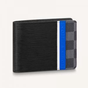 Louis Vuitton LV Unisex Multiple Wallet Black Epi Leather Damier Graphite Coated Canvas