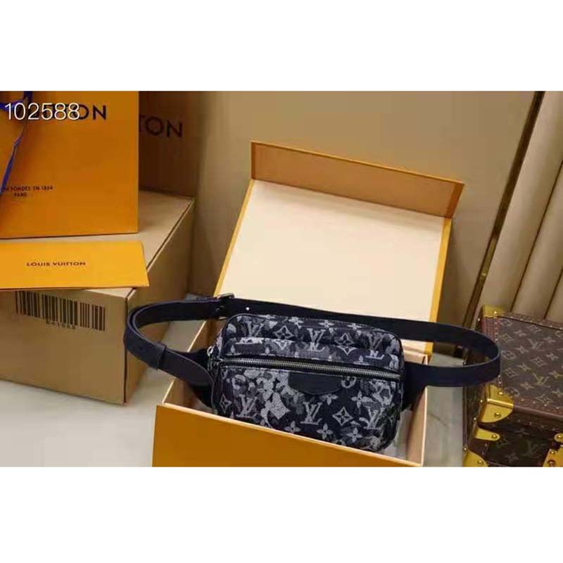 Louis Vuitton Navy Monogram Tapestry Canvas Outdoor Bumbag Silver