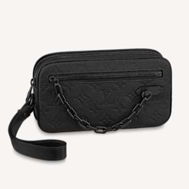 Louis Vuitton Black Taurillon Monogram Leather Soft Pochette Volga  (uniform)