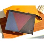 Louis Vuitton LV Unisex Pochette Voyage Burgundy Black and Navy Blue Taiga Leather - Image 2