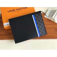 Louis Vuitton LV Unisex Pochette Voyage MM Black Epi Leather Damier Graphite Canvas