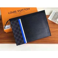 Louis Vuitton LV Unisex Pochette Voyage MM Black Epi Leather Damier Graphite Canvas