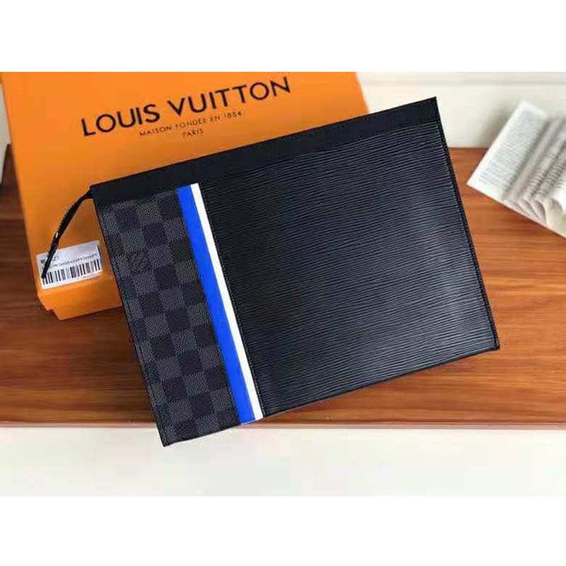 Louis Vuitton Black Epi Leather Noir Pochette Homme Envelope ref