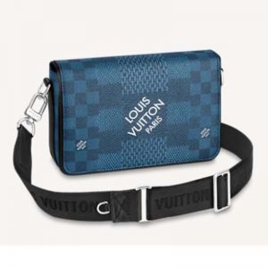 Louis Vuitton LV Unisex Studio Messenger Damier Graphite 3D Canvas-Blue