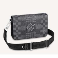 Louis Vuitton LV Unisex Studio Messenger Damier Graphite 3D Canvas-Blue