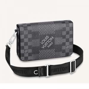 Louis Vuitton LV Unisex Studio Messenger Damier Graphite 3D Canvas-Grey