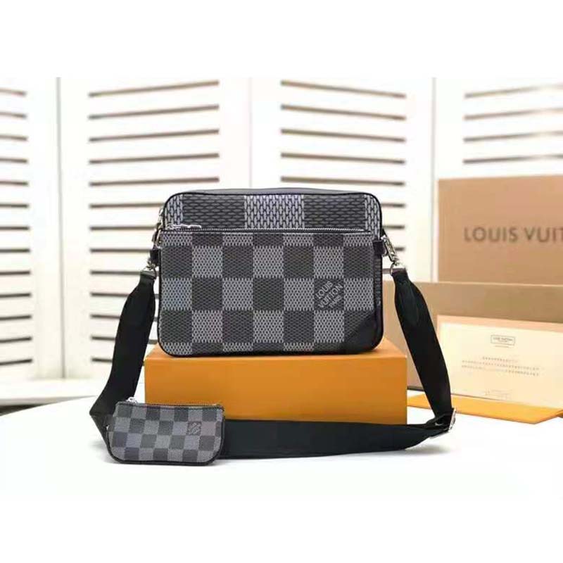 Louis Vuitton Trio Messenger Bag Grey Damier Graphite 3D