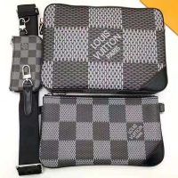 Louis Vuitton LV Unisex Trio Messenger Bag Gray Damier Graphite 3D Coated Canvas